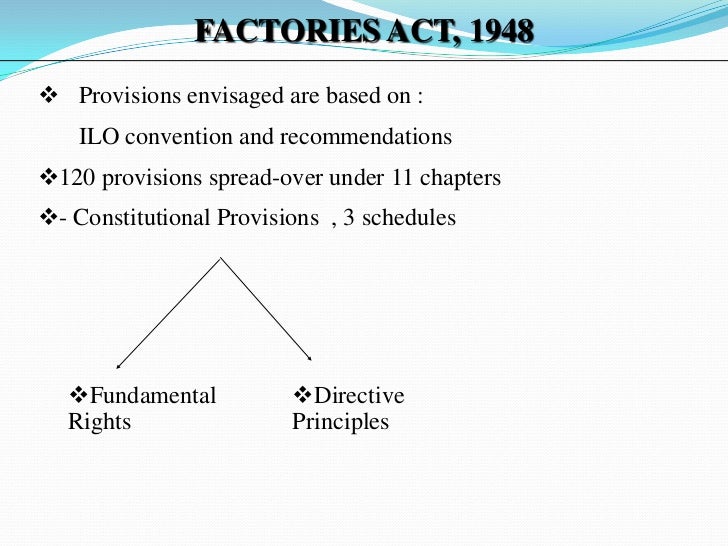 Factory act 1948 note salient features of factories act 1948 slideshare